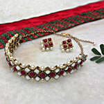 Paya Kundan Marsala Stone Choker Necklace Set