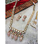 Paya Rose Quartz and Pearl Long Necklace Set