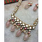 Paya Rose Quartz and Pearl Long Necklace Set