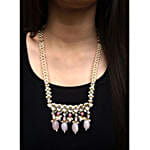 Paya Rose Quartz and Pearl Long Necklace Set
