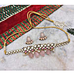 Paya Rose Quartz Kundan and Pearl Choker Necklace Set