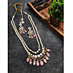 Paya Rose Quartz Long Layered Necklace Set