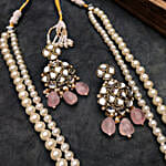 Paya Rose Quartz Long Layered Necklace Set