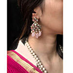 Paya Rose Quartz Long Layered Necklace Set