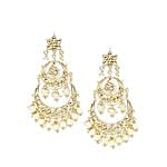 Fashionable Gold Color Kundan Earrings