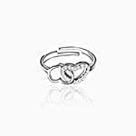 Giva Silver Linked Heart Ring