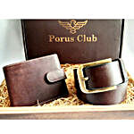 Porus Club Leather Belt & Wallet Gift Box