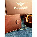 Porus Club Leather Belt & Wallet Gift Box