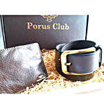 Porus Club Genuine Leather Belt & Wallet Gift Box