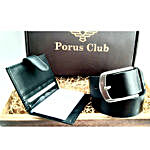 Porus Club Leather Belt & Card Wallet Combo
