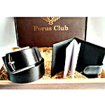 Porus Club Leather Belt & Card Wallet Combo