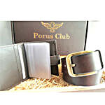 Porus Club Leather Belt & Card Wallet Gift Box