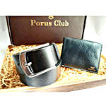 Porus Club Leather Belt & Leather Wallet Combo