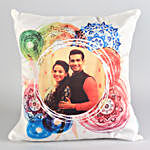Sneh Pompom Bhaiya Bhabhi Rakhi Set N Personalised LED Cushion