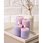 Set Of 4 Blue Pillar Candles- Sea Breeze