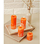 Set Of 4 Orange Pillar Candles- Cinnamon