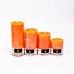 Set Of 4 Orange Pillar Candles- Cinnamon