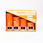 Set Of 4 Orange Pillar Candles- Cinnamon