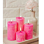 Set Of 4 Pink Pillar Candles- Rose
