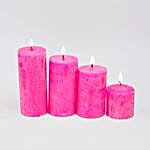 Set Of 4 Pink Pillar Candles- Rose