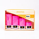 Set Of 4 Pink Pillar Candles- Rose