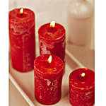 Set Of 4 Red Pillar Candles- Strawberry