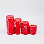 Set Of 4 Red Pillar Candles- Strawberry