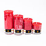 Set Of 4 Red Pillar Candles- Strawberry