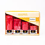 Set Of 4 Red Pillar Candles- Strawberry