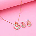 Estele White Austrian Crystal Pendent Set