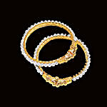 Real Freshwater Pearl & Gold Plated Lion Motif Bangles