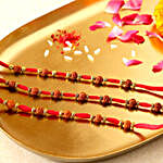 Sneh Beads N Rudraksha Rakhi Set With Gulab Kaju Roll