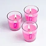 Set of 3 Fragrant Votive Glass Candles- Rose