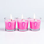 Set of 3 Fragrant Votive Glass Candles- Rose