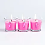 Set of 3 Fragrant Votive Glass Candles- Rose