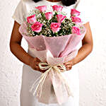 Dreamy Pink Roses Bouquet & Chocolate Cake