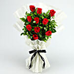 Elegant Vibe Red Roses Bouquet & Pineapple Cake