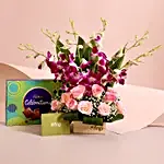 Gleaming Beauty Floral Arrangement & Celebrations Box