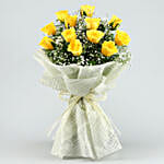 Joyful Vibes Yellow Roses Bouquet & Black Forest Cake