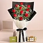 Lap of Luxury Roses Bouquet & Ferrero Rocher Box