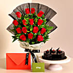 Touch of Luxury Red Roses Bouquet & Truffle Cake