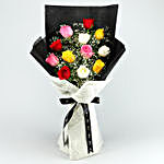Young Love Colourful Bouquet & Black Forest Cake