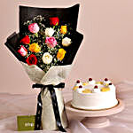 Young Love Colourful Bouquet & Pineapple Cake