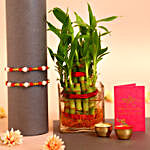 Pearl Rakhi Set & 2 Layer Bamboo Plant Vase