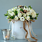 Calming Aura White Roses & Astoma Arrangement