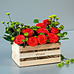 Heavenly Roses & Daisies Wooden Crate Arrangement