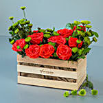 Heavenly Roses & Daisies Wooden Crate Arrangement