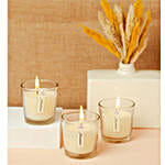 Set of 3 Fragrant Votive Glass Candles- Jasmine