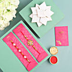 Pearl & Meenakari Rakhi With Kaju Katli