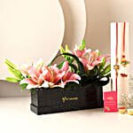 Pink Lilies Box & Bhaiya Bhabhi Rakhi